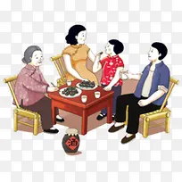 一家人喝茶