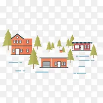 雪景冬天房子冬季素材