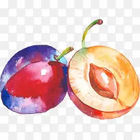 新鲜李子卡通插画