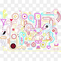 潮流线性绘画