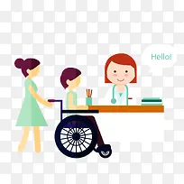 矢量卡通图案病人排号看病