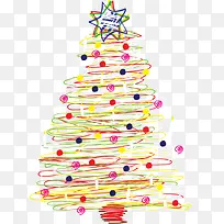 矢量手绘彩色圣诞树