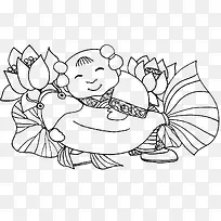 微笑的年画娃娃简笔画