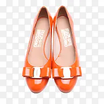 橘色蝴蝶结装饰女鞋