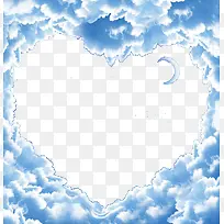 蓝色天空白云组成的心形边框