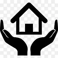 家庭保险的象征，房子在手图标