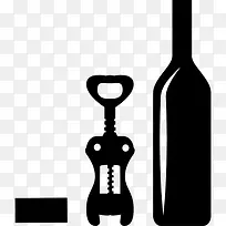葡萄酒和开瓶器图标