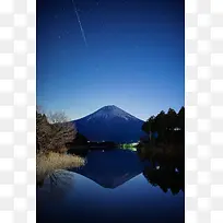 流星星空富士山夜景