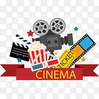 手绘电影院电影票创意设计