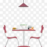 卡通餐桌和餐椅设计矢量素材