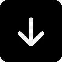 向下箭头符号在黑色方形按钮图标