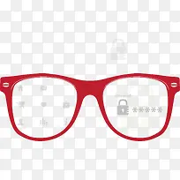 红色眼镜框信息安全素材