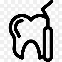 牙医工具和齿廓图标