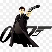 卡通黑衣人保镖图片