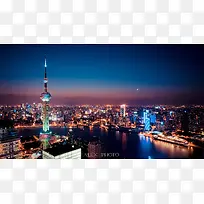 都市城市夜景上海浦东