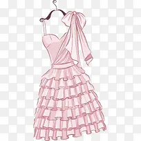 粉色百褶裙矢量素材图