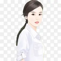 手绘甜甜的笑微笑女