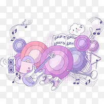 紫色音乐乐器底纹