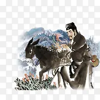张果老 水墨画 手绘图 中国元素