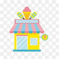 矢量卡通可爱冰激凌售卖店铺