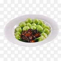 盘子里的食物蚝油生菜