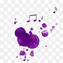 紫色墨迹音符素材