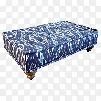 藏蓝花纹床尾凳