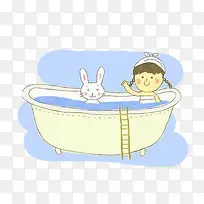 兔子宝宝洗澡图片素材