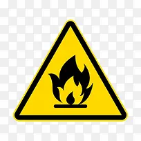 易燃物品三角形黄色警告牌实物
