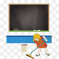 矢量学生打扫教室