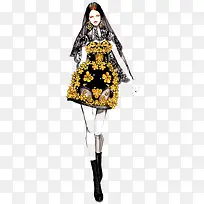 手绘透视装美女