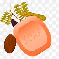 橙色肥皂洗漱用品PSD