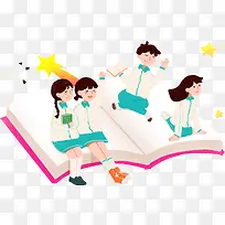 手绘学习的孩子插画