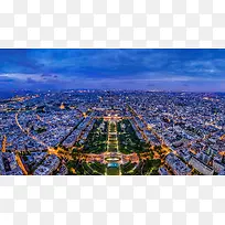 蓝天白云巴黎夜景