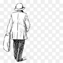 铅笔素描孤单老奶奶