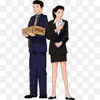 卡通穿正装的男女PNG