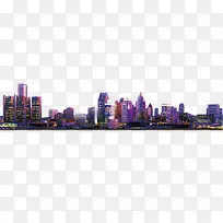 紫色都市城市装饰图案