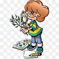 考察植物的小女孩