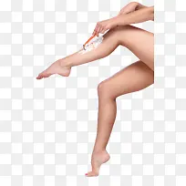 女性腿部特写脱毛剃毛