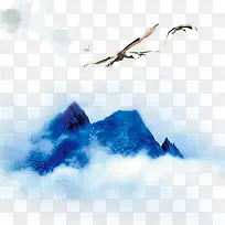 中国风山鸟云
