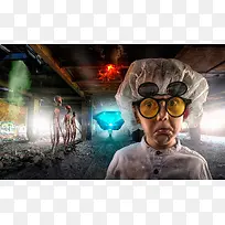 夸张实验小孩表情