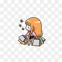 卡通女孩大手笔买买买购物
