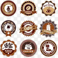 复古咖啡标签图标设计矢量素材