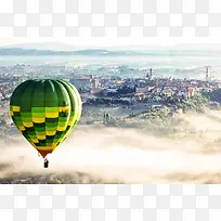 热气球天空城堡背景素材图片
