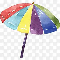 水彩彩虹色遮阳伞