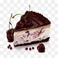 矢量水彩手绘巧克力蛋糕
