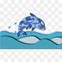 创意海豚立体剪纸插画