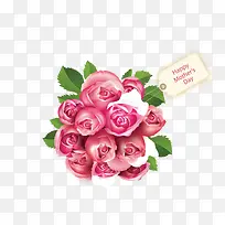 矢量粉色玫瑰花母亲节花束话语
