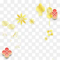 春节各式剪纸花朵装饰