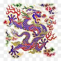 中国画蓝色龙纹印章
